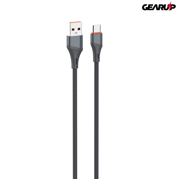 Kép 1/6 - LDNIO extra erős USB/USB-C fonott kábel, 30W 1 m (szürke)