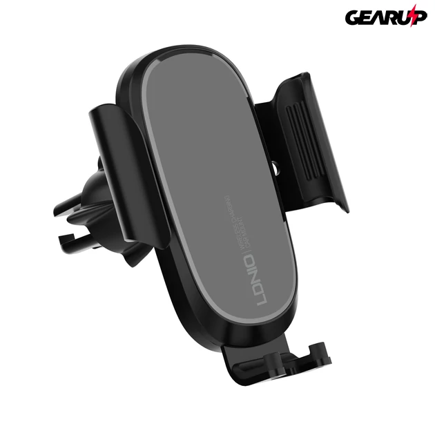 Kép 1/10 - LDNIO autós vezeték nélküli telefon töltő, Qi 15W (fekete)