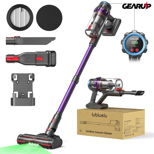 Kép 6/8 - Lubluelu G10 vezeték nélküli állóporszívó erős 45 kPa szívóteljesítménnyel, 50 perces üzemidővel és 7 fokozatú szűrőrendszerrel