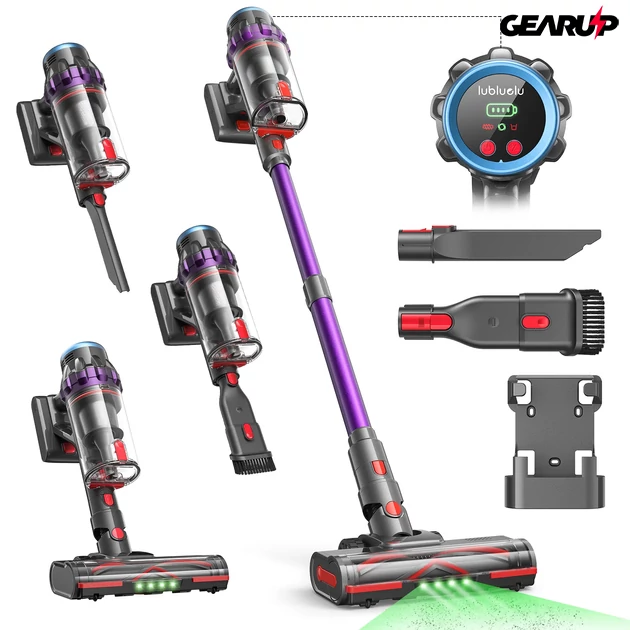 Kép 7/8 - Lubluelu G10 vezeték nélküli állóporszívó erős 45 kPa szívóteljesítménnyel, 50 perces üzemidővel és 7 fokozatú szűrőrendszerrel