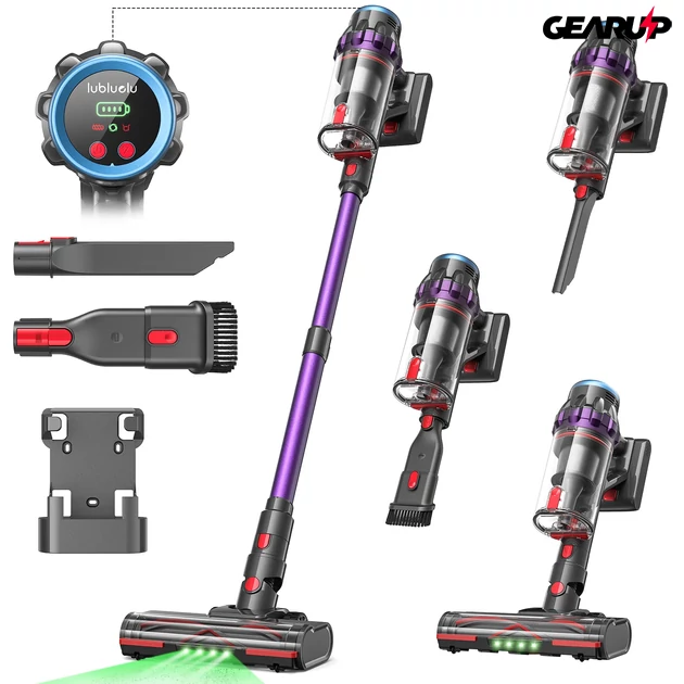 Kép 8/8 - Lubluelu G10 vezeték nélküli állóporszívó erős 45 kPa szívóteljesítménnyel, 50 perces üzemidővel és 7 fokozatú szűrőrendszerrel