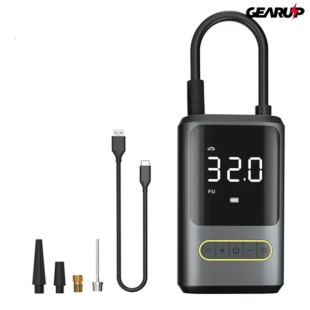 Kép 1/5 - Hordozható akkus légkompresszor, 150PSI, kettős LCD kijelzővel