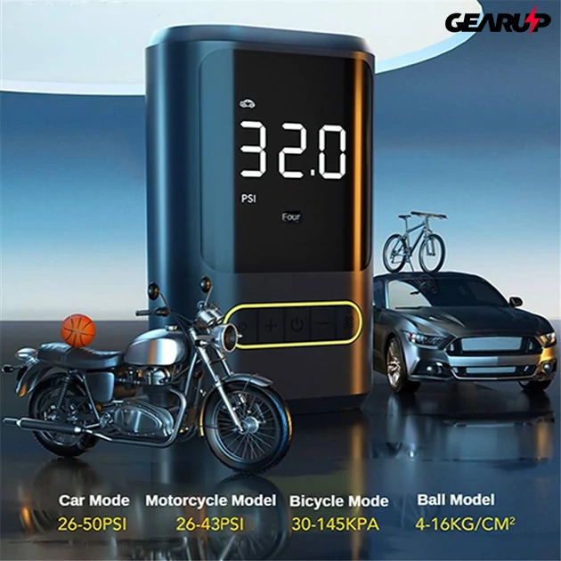 Kép 3/5 - Hordozható akkus légkompresszor, 150PSI, kettős LCD kijelzővel