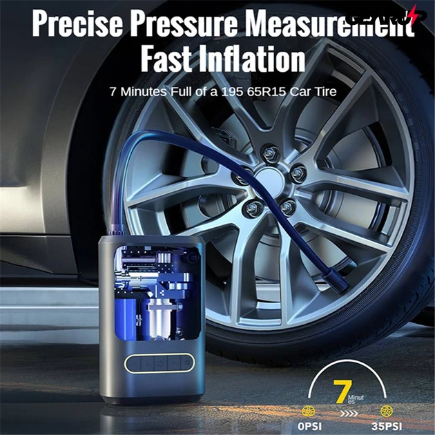 Kép 4/5 - Hordozható akkus légkompresszor, 150PSI, kettős LCD kijelzővel