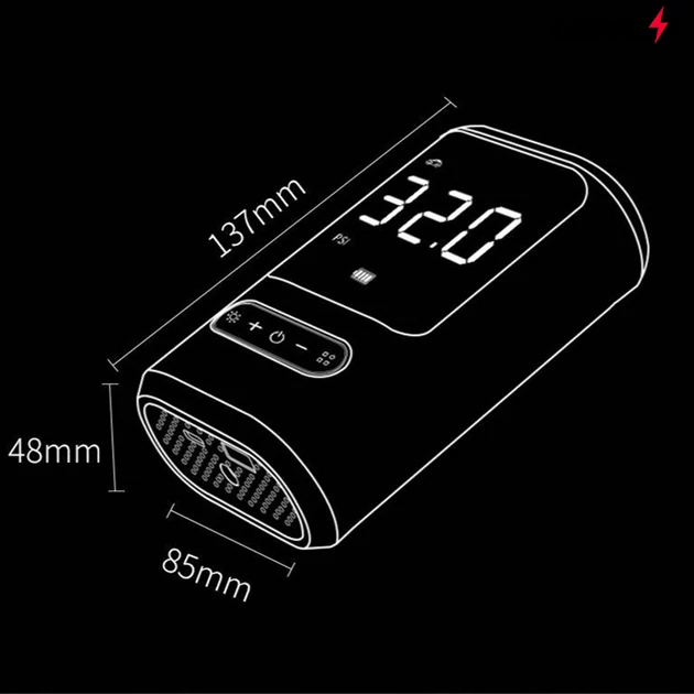 Kép 5/5 - Hordozható akkus légkompresszor, 150PSI, kettős LCD kijelzővel