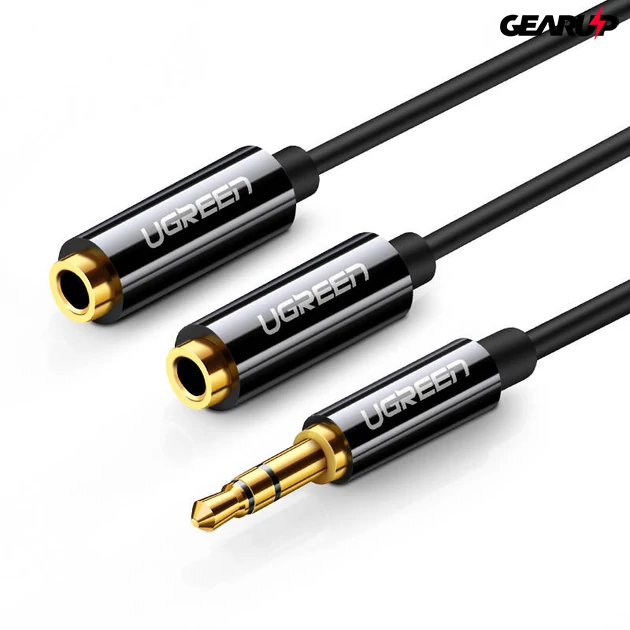 Kép 1/2 - AUX audio elosztó 3,5 mm-es jack kábel UGREEN AV123, 25 cm (fekete)