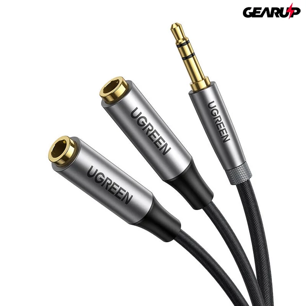 Kép 1/2 - UGREEN 3.5mm-es jack elosztó, 20cm (fekete)