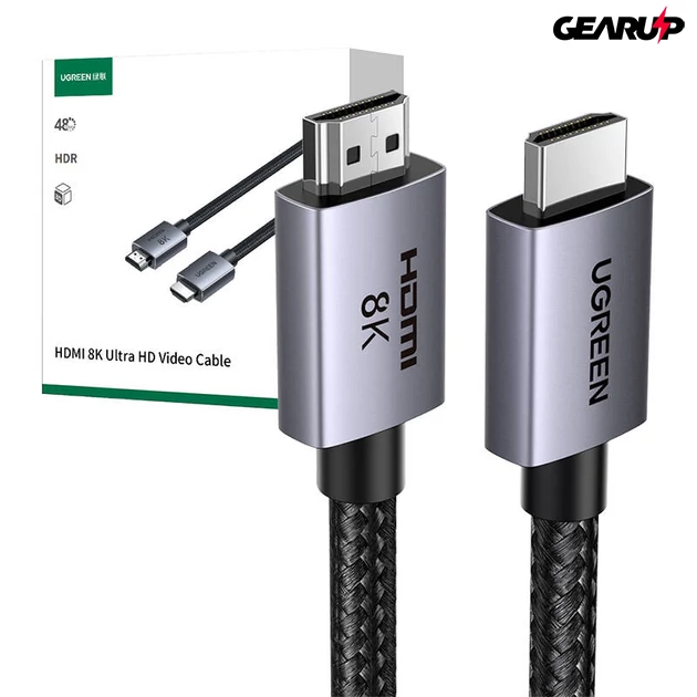 Kép 2/2 - UGREEN extra erős HDMI 8K fonott kábel, 1m (fekete)