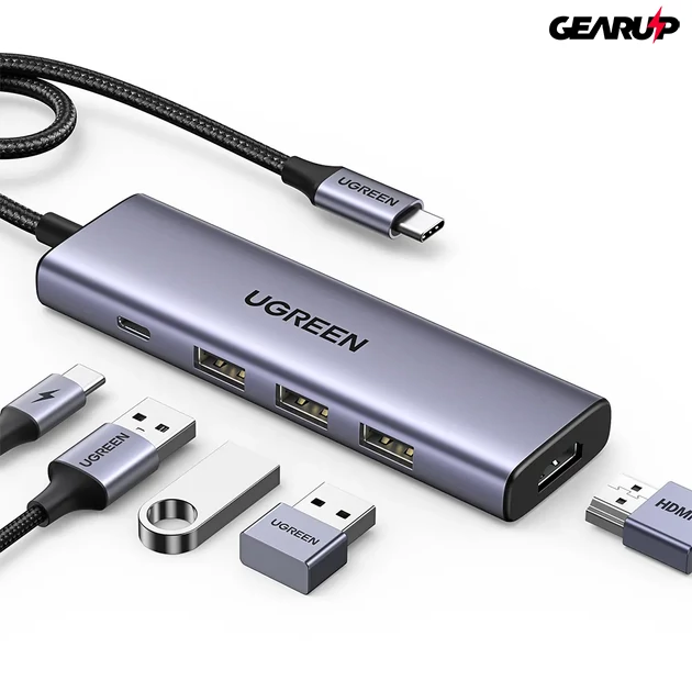 Kép 1/2 - UGREEN 5 az 1-ben USB-C elosztó HDMI és 3× USB-A kimenettel, 100W töltéssel