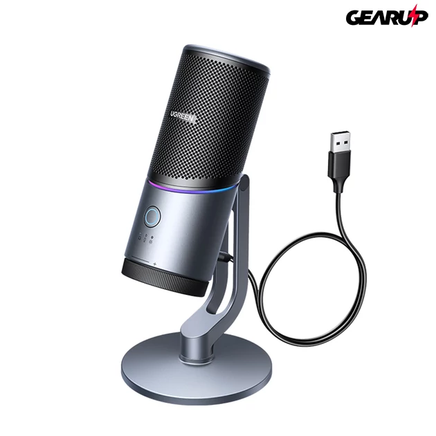 Kép 1/2 - UGREEN UG‑CM769 USB asztali mikrofon RGB fénnyel, DSP zajszűréssel