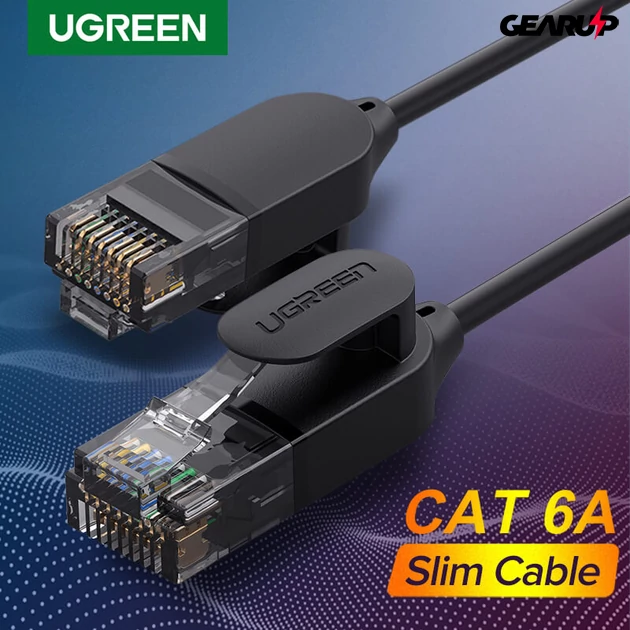 Kép 2/7 - UGREEN RJ45 ultravékony hálózati kábel, Cat 6A, 1,5 m - Fekete