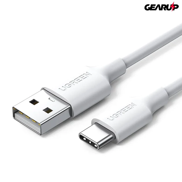 Kép 1/3 - UGREEN USB-A/USB-C töltő- és adatkábel, 3A, 1 m - Fehér