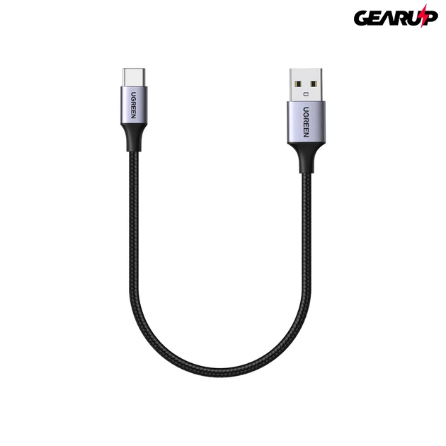 Kép 2/2 - UGREEN USB-A/USB-C kábel, 18W, 3A, 1,5 m, fonott - Fekete