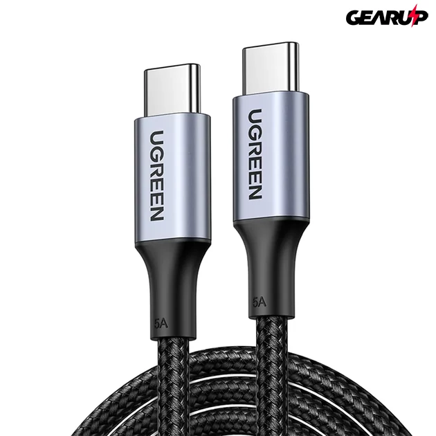 Kép 1/2 - UGREEN fonott USB-C/USB-C töltő- és adatkábel E-Marker chippel, 100 W, 3 m - Fekete