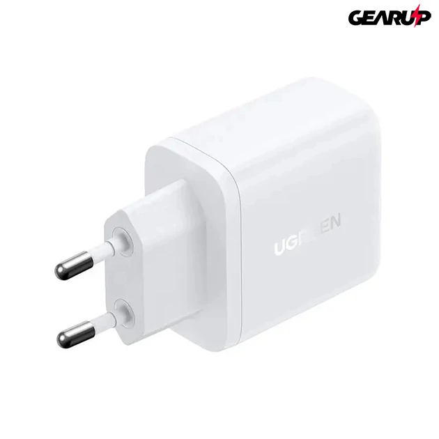 Kép 1/3 - UGREEN 20W-os fali gyorstöltő, dupla porttal (USB-A és USB-C) - Fehér