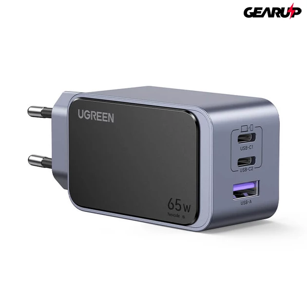 Kép 1/9 - UGREEN Nexode GaN töltő adapter, 65W, 3 port