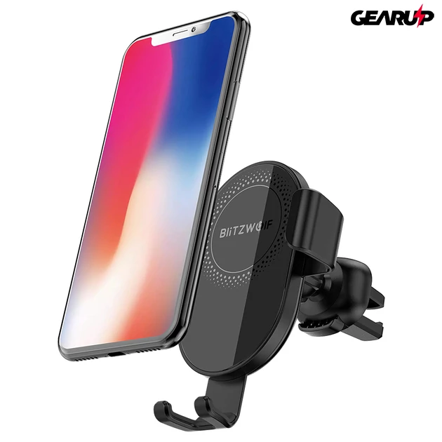 Kép 1/8 - BlitzWolf® BW-CW1: autós telefontartó és vezeték nélküli gyorstöltő - 10W 1