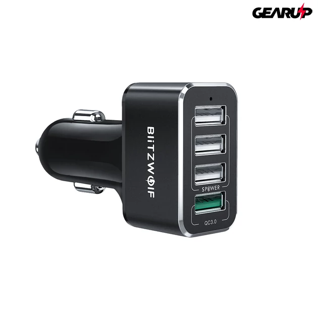 Kép 1/5 - BlitzWolf® BW-SD3: USB szivargyújtóba dugható autós töltő 4 porttal - 50W 1