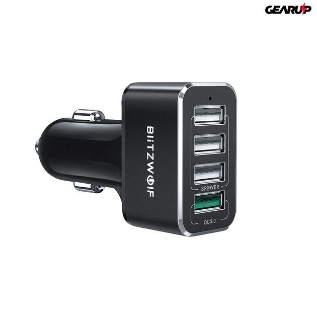 BlitzWolf® BW-SD3: USB szivargyújtóba dugható autós töltő 4 porttal - 50W 1