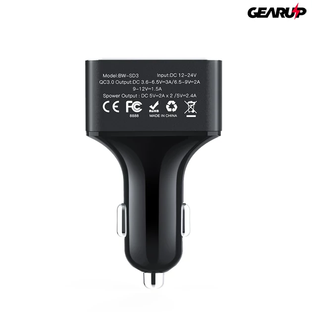 Kép 2/5 - BlitzWolf® BW-SD3: USB szivargyújtóba dugható autós töltő 4 porttal - 50W