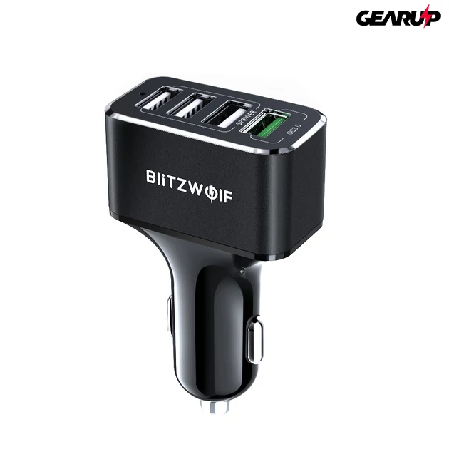 Kép 3/5 - BlitzWolf® BW-SD3: USB szivargyújtóba dugható autós töltő 4 porttal - 50W