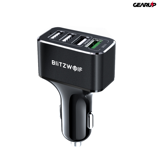 BlitzWolf® BW-SD3: USB szivargyújtóba dugható autós töltő 4 porttal - 50W