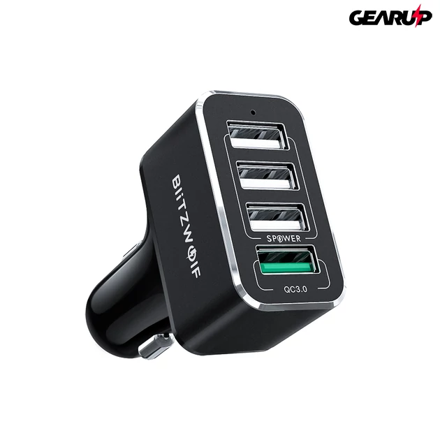 Kép 4/5 - BlitzWolf® BW-SD3: USB szivargyújtóba dugható autós töltő 4 porttal - 50W
