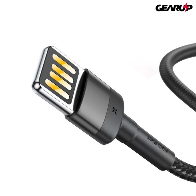 Kép 3/5 - Baseus Cafule kétoldalas USB/Lightning kábel, 1,5A, 2 m-es (szürke-fekete)