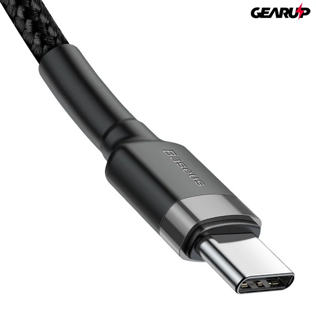 Kép 3/6 - Baseus Cafule kábel - PD 2.0, QC 3.0 - 60 W USB-C – USB-C PD 1m (fekete-szürke)