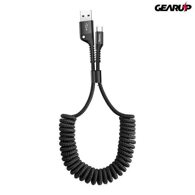 Kép 1/4 - Baseus Spring USB-USB-C rugós kábel 1m 2A (fekete)