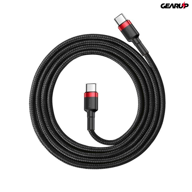 USB-C – USB-C PD Baseus Cafule PD 2.0 QC 3.0 kábel 60 W 1 m (fekete-piros)