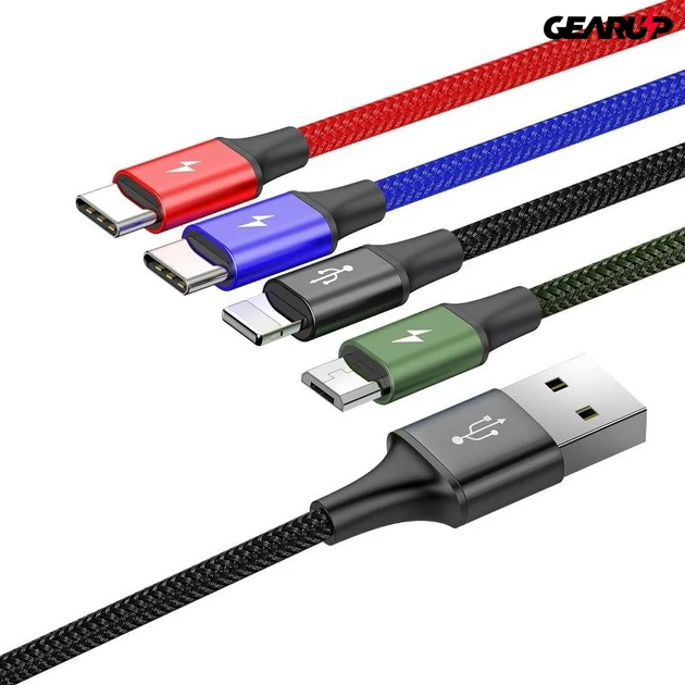 Kép 2/10 - Baseus Fast 4 az 1-ben USB-kábel - 2xUSB-C / Lightning / Micro 3,5A 1,2 m (fekete)