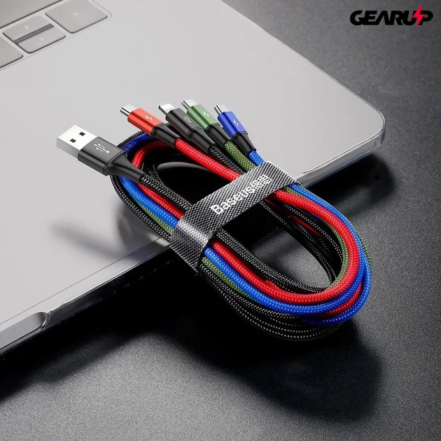 Kép 4/10 - Baseus Fast 4 az 1-ben USB-kábel - 2xUSB-C / Lightning / Micro 3,5A 1,2 m (fekete)