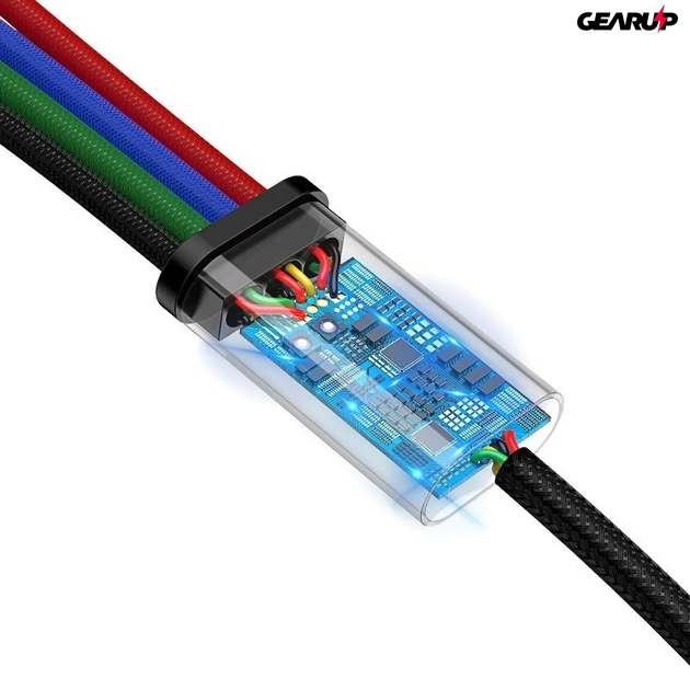 Baseus Fast 4 az 1-ben USB-kábel - 2xUSB-C / Lightning / Micro 3,5A 1,2 m (fekete)