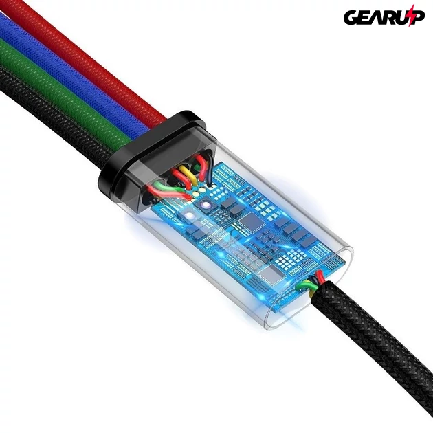 Kép 5/10 - Baseus Fast 4 az 1-ben USB-kábel - 2xUSB-C / Lightning / Micro 3,5A 1,2 m (fekete)