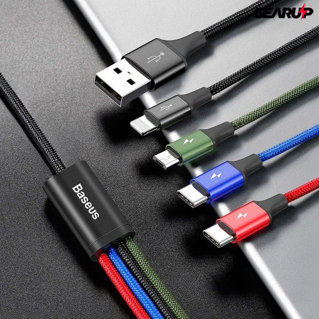 Kép 6/10 - Baseus Fast 4 az 1-ben USB-kábel - 2xUSB-C / Lightning / Micro 3,5A 1,2 m (fekete)