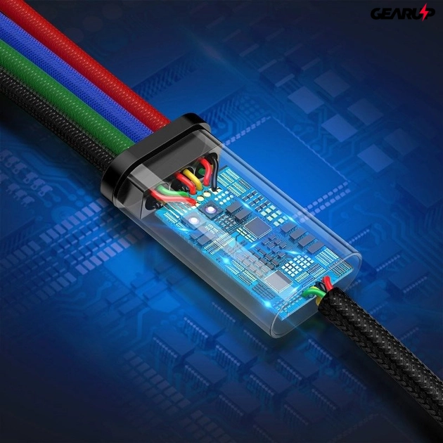 Baseus Fast 4 az 1-ben USB-kábel - 2xUSB-C / Lightning / Micro 3,5A 1,2 m (fekete)