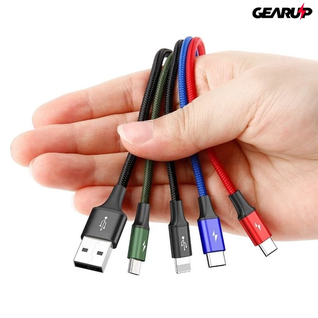 Kép 9/10 - Baseus Fast 4 az 1-ben USB-kábel - 2xUSB-C / Lightning / Micro 3,5A 1,2 m (fekete)