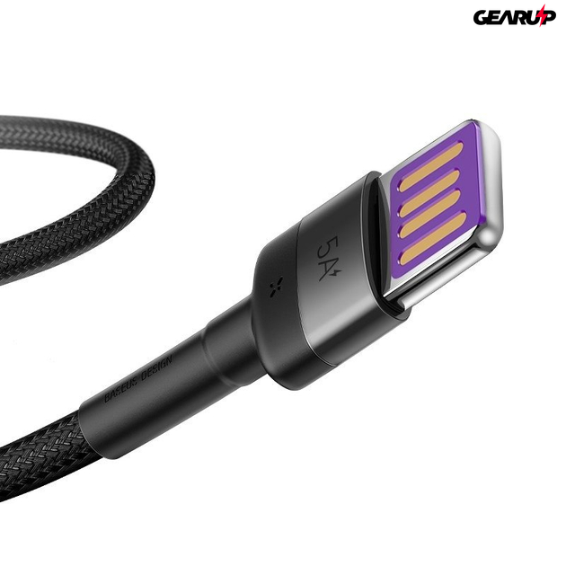 Baseus Cafule USB / USB-C kábel, Huawei SuperCharge, QC 3.0, 5A 1m (fekete-szürke)
