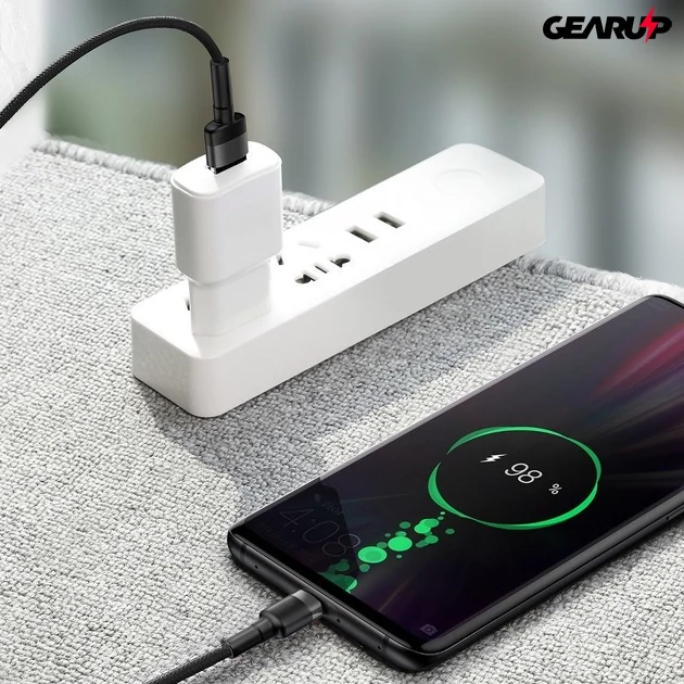 Kép 8/10 - Baseus Cafule USB / USB-C kábel, Huawei SuperCharge, QC 3.0, 5A 1m (fekete-szürke)