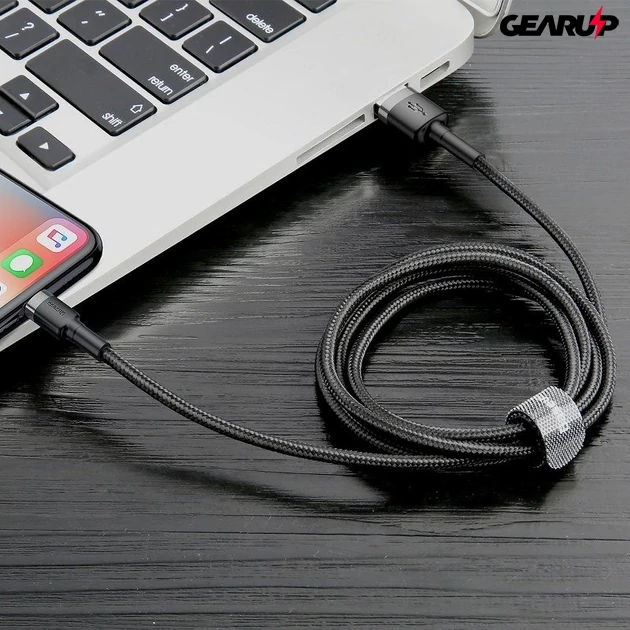 Kép 6/9 - Baseus Cafule USB/Lightning kábel 2A 3m (szürke-fekete)