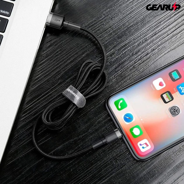 Kép 7/9 - Baseus Cafule USB/Lightning kábel 2A 3m (szürke-fekete)
