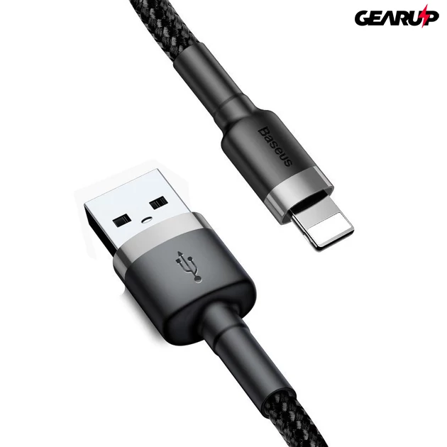 Kép 3/9 - Baseus Cafule USB/Lightning kábel 2A 3m (szürke-fekete)
