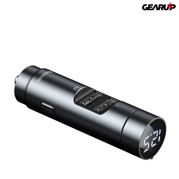 Kép 3/8 - FM adó Baseus Energy Column Bluetooth 5.0 2x USB 3.1A (szürke)