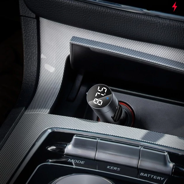 Kép 7/8 - FM adó Baseus Energy Column Bluetooth 5.0 2x USB 3.1A (szürke)