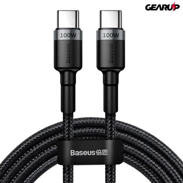 Kép 1/8 - Baseus Cafule USB-C-USB-C kábel - QC 3.0, PD 2.0, 100 W, 5A, 2 m (szürke-fekete)