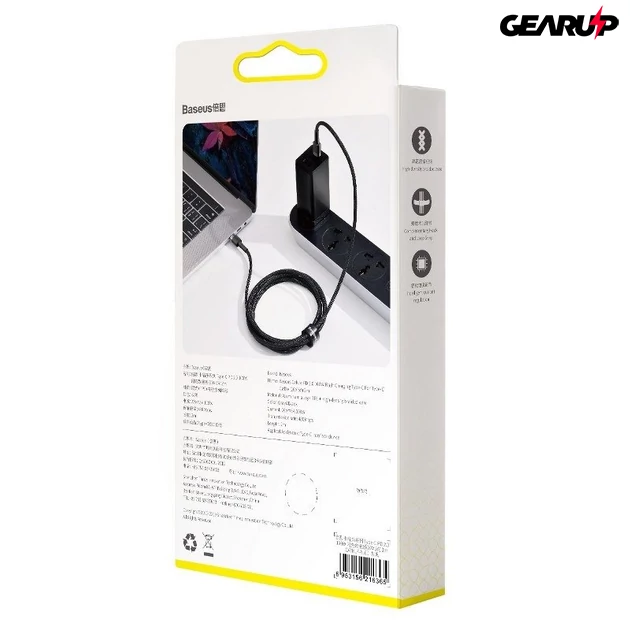 Kép 8/8 - Baseus Cafule USB-C-USB-C kábel - QC 3.0, PD 2.0, 100 W, 5A, 2 m (szürke-fekete)