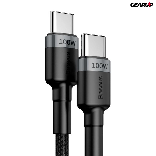 Baseus Cafule USB-C-USB-C kábel - QC 3.0, PD 2.0, 100 W, 5A, 2 m (szürke-fekete)