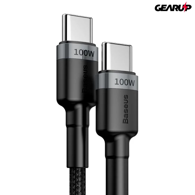 Kép 2/8 - Baseus Cafule USB-C-USB-C kábel - QC 3.0, PD 2.0, 100 W, 5A, 2 m (szürke-fekete)