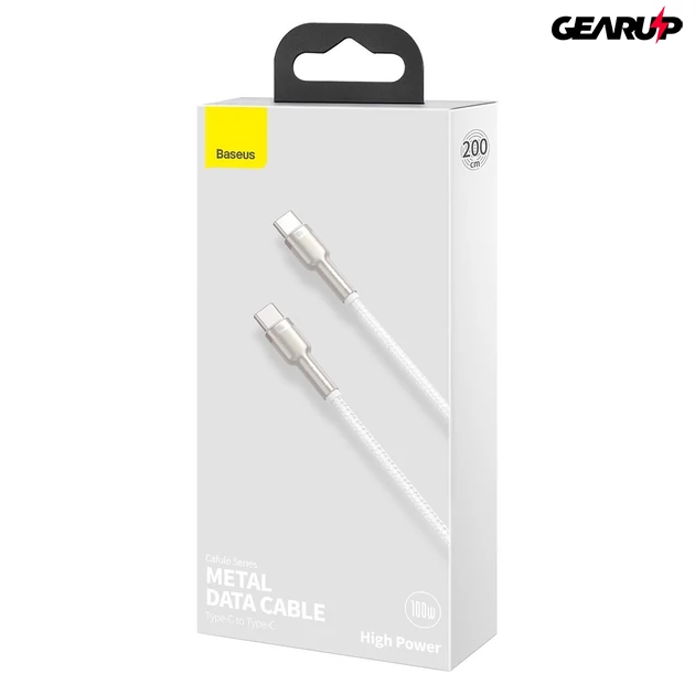 Kép 7/8 - Baseus Cafule USB-C/USB-C kábel 100 W 2 m (fehér)
